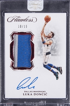 2018-19 Panini Flawless #VP-LDC Luka Doncic Signed Patch Rookie Card (#10/15) - PANINI ENCASED